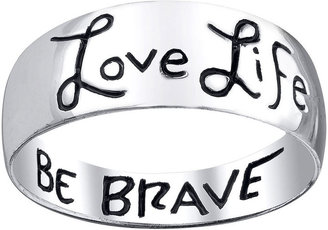 JCPenney Bridge Jewelry Footnotes Love Life, Be Brave Sterling Silver Band Ring