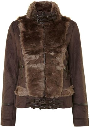 House of Fraser Izabel London Faux lambskin fur zip jacket