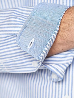Goodsouls Mens Long Sleeve Stripe Oxford Shirt
