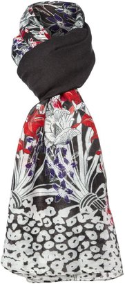 Biba Mirror floral print leopard border scarf