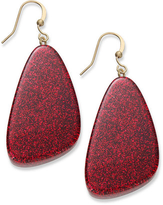 Style&Co. Earrings, Gold-Tone Red Glitter Bead Drop Earrings