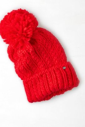 American Eagle Outfitters Red Solid Pom-Pom Beanie, Womens One Size