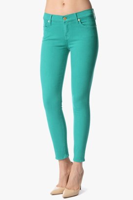 7 For All Mankind The Slim Illusion Ankle Skinny In Bright Jade (28" Inseam)