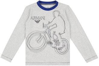 Armani Junior Bike Print Long Sleeve T-Shirt