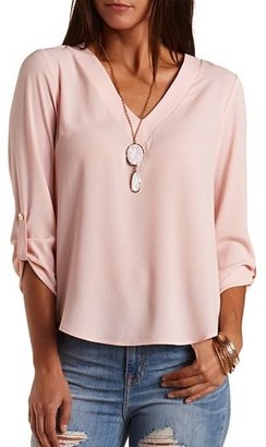Charlotte Russe Deep V Textured Tunic Top