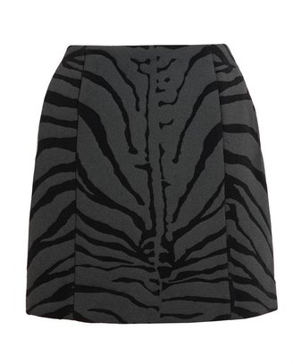Carven Zebra Felt-wool Miniskirt