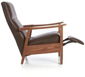 Crate & Barrel Greer Leather Wood Arm Recliner