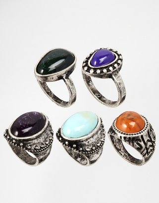 ASOS COLLECTION Stone Ring Multi Pack