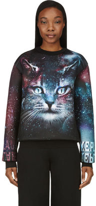 Juun.J SSENSE Exclusive Black and Purple Cosmic Cat Sweatshirt