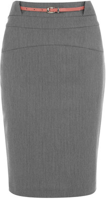 Oasis Pinstripe Gina Belted Pencil Skirt