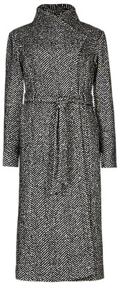 Marks and Spencer M&s Collection Wool Blend Herringbone Long Belted Double Breasted Coat with ButtonsafeTM