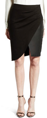 Halston Ponte Leather Pencil Skirt-BLACK-X-Small