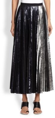 Proenza Schouler Foil Pleated Long Skirt