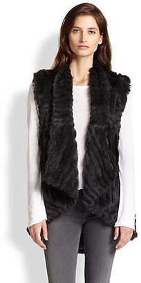 Haute Hippie Detachable Knit-Sleeved Rabbit Fur Jacket