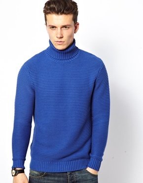 Selected Jumper With Roll Neck - Blue