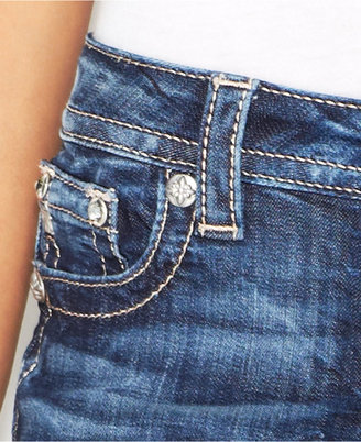Miss Me Embellished Cross Flap-Pocket Skinny Jeans, Medium Blue Wash