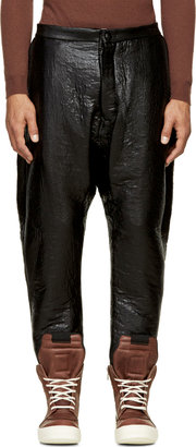 Rick Owens Black Glossy Textured Harem Trousers