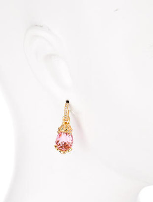 Judith Ripka Pink Crystal and Diamond Drop Earrings