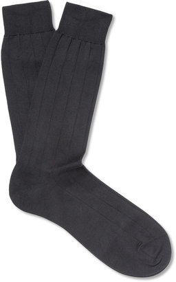 Pantherella Ribbed Sea Island Cotton-Blend Socks