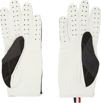 Moncler Gamme Bleu White Leather Argyle Gloves