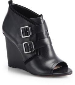 Derek Lam 10 Crosby Zale Leather Buckle-Detail Wedge Ankle Boots