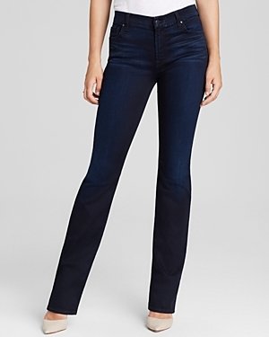 Bloomingdale's Jen 7 Sateen Slim Straight Leg Jeans in Blue Black
