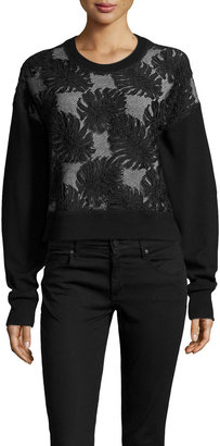 Jason Wu Cropped Lace Combo Sweatshirt