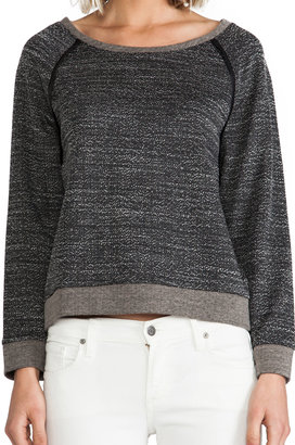 Alice + Olivia Long Sleeve Raglan With Leather Elbow Patch