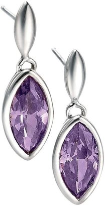Fiorelli Sterling Silver Marquise Purple CZ Drop Earrings