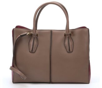Tod's clay and dark red colorblock leather convertible tote