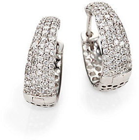 Roberto Coin Scalare Diamond & 18K White Gold Hoop Earrings/0.5"