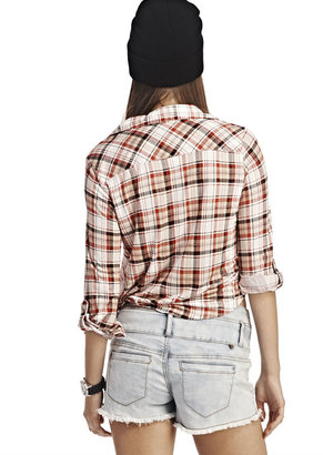 Wet Seal Cropped Plaid Button-Up