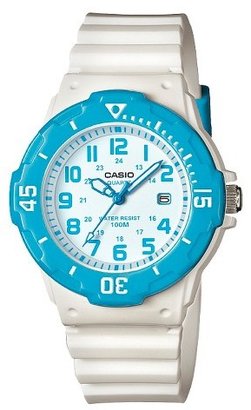 Casio Women's Dive Style Watch with Glossy Strap with Blue Accents - White (LRW200H-2BVCF)