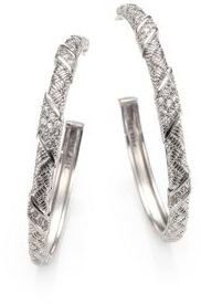 Judith Ripka Mercer White Sapphire & Sterling Silver Hoop Earrings/1.6"