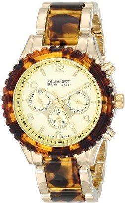 August Steiner Women's AS8093YG Swiss Quartz Multifunction Gold-tone & Tortoise Bracelet Watch
