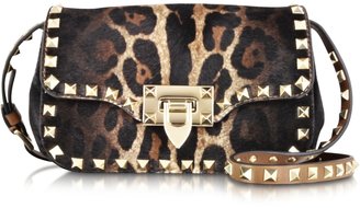 Valentino Rockstud Leopard Print Haircalf Crossbody Bag