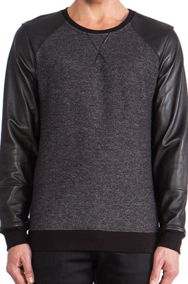 Lot 78 lot78 Leather Sleeve Sweatshirt