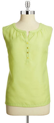 Jones New York Collection Shell Top with Gathered Neckline