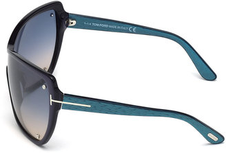 Tom Ford Ekaterina Shield Sunglasses with Screws, Blue