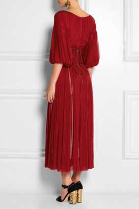 Dolce & Gabbana Corseted silk-tulle midi dress