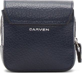 Carven Navy & Silver Leather Pouch