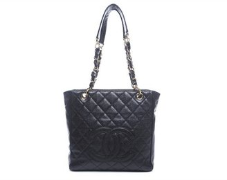 Chanel Pre-Owned Black Caviar PST Petite Shopping Tote Bag