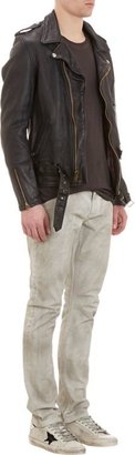 Schott NYC Perfecto Brand by Hand-Cut Leather Motorcycle Jacket-Black