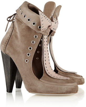 Isabel Marant Milla cutout suede and leather ankle boots