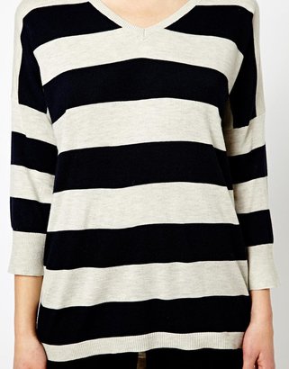 Oasis Stripe V Neck Sweater