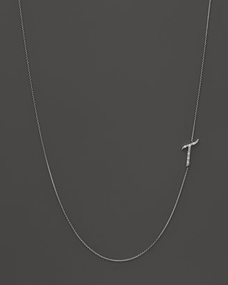 KC Designs Diamond Side Initial T Necklace in 14K White Gold, .04 ct. t.w.