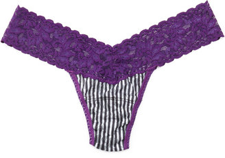 Hanky Panky Low-Rise Striped Lace Thong, Grape