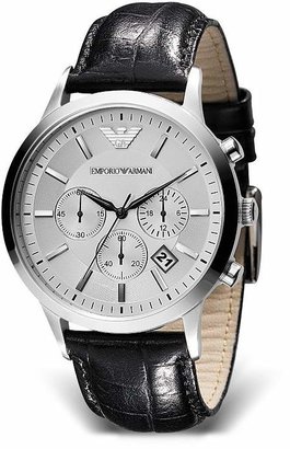 Giorgio Armani Round Chronograph Watch with Black Strap, 43mm