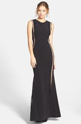 JS Collections Sequin & Mesh Inset Ottoman Knit Gown