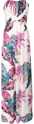 Jane Norman Pleated bandeau floral maxi dress